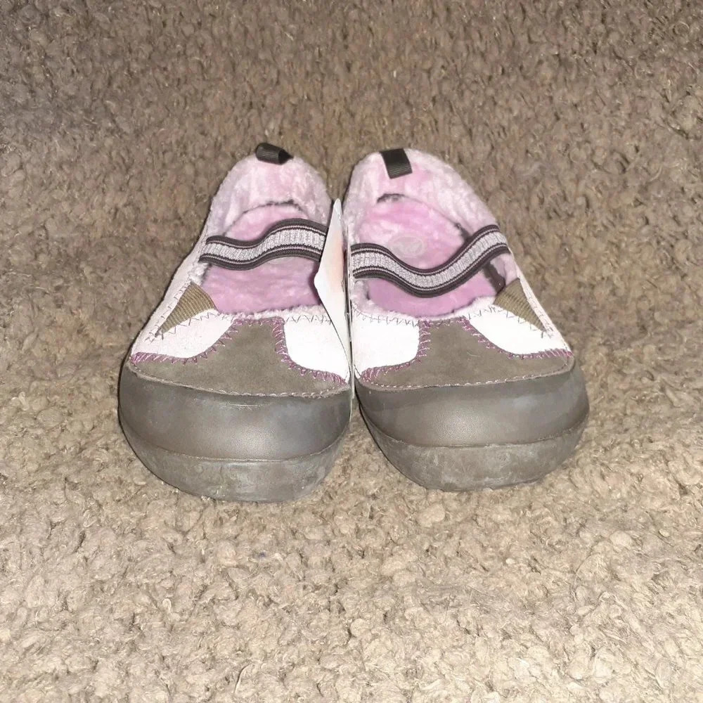 CROCS-Dawson Mary Jane Girl’s Shoes-Brown/Pink Suede-Faux Fur Lined-Size J3-NWT - Picture 3 of 8
